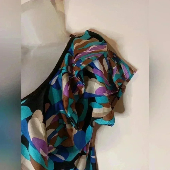 AVITAL Western Colorful Artistic Hippie Flutter Sleeve Zipper blouse - Picture 4 of 6